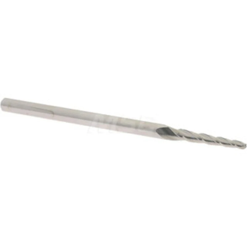 Accupro 2 per Side 1/16 Small End Diam 1/2 LOC 3-Flute Solid Carbide Tapered Ball End Mill Uncoated, 1/8 Shank Diam, ...